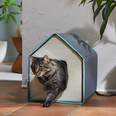 #ad Indoor Heated Cat House Gary，18.5 x 14.5 x 16.5 inches $53.09