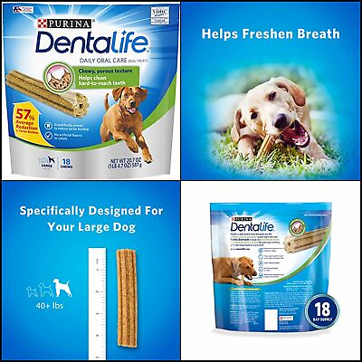 Purina DentaLife Made in USA Facilities Large Dog Dental Chews Daily 18 ct.Pouch $14.58