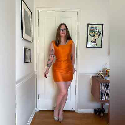 #ad 60s Vintage Lilli Ann Orange Silk Mini Dress $90.00