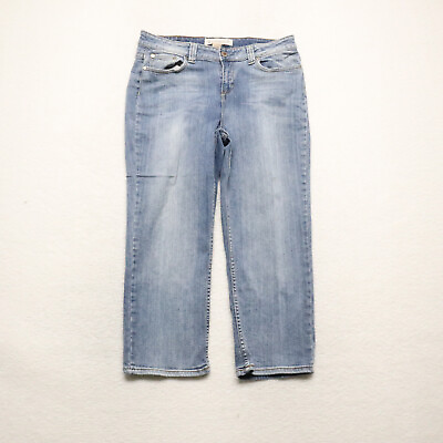 #ad Ruff Hewn Women#x27;s Size 14 Blue Cropped Medium Wash Cotton Blend Stretch Jeans $11.70