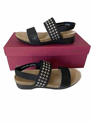 #ad Munro Womens Pisces Sandals Size 8.5 Black Silver Slingback Comfort Shoes NIB $110.00