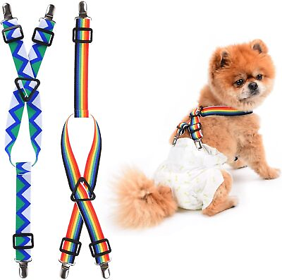 #ad 2 Pieces Dog Diaper Suspenders Adjustable Elasticity Dog Suspenders Belly Ba $28.55