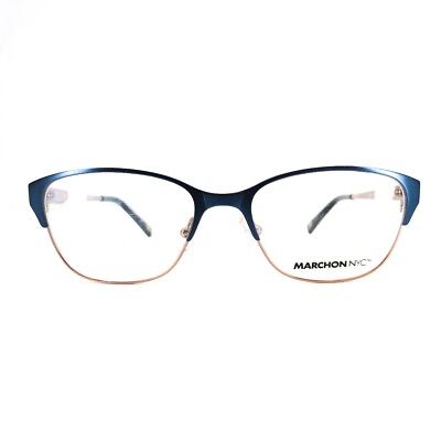 #ad Marchon Eyeglasses Frames PALEY 412 blue Gold Cat Eye 51 16 135 $59.98