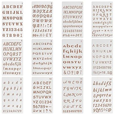#ad 12Pcs Alphabet Letters Numbers Stencils for Painting Drawing Scrapbooking Cards $11.99