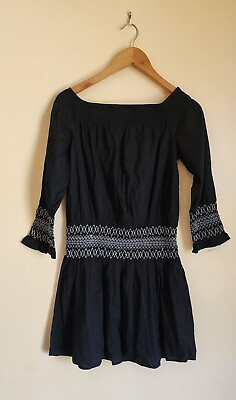 #ad Womens Seed Heritage Black Off Shoulder Gypsy Long Sleeve Stretchy Dress Size M AU $18.00