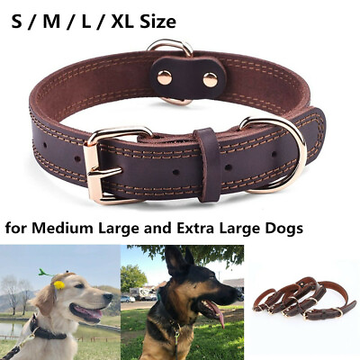 Genuine Leather Dog Collar Durable Alloy Hardware for Medium Extra Large Dogs $13.29