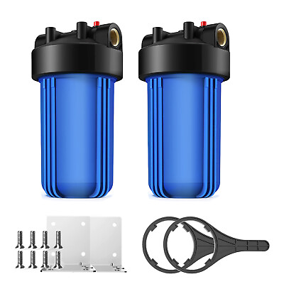 #ad 2Pack 10 Inch Big Blue Whole House Water Filter Housing for 4.5quot; x 10quot; Cartridge $59.99