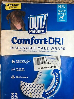 #ad OUT Disposable Male Dog Diapers Medium Large 25 75 lbs $20.36