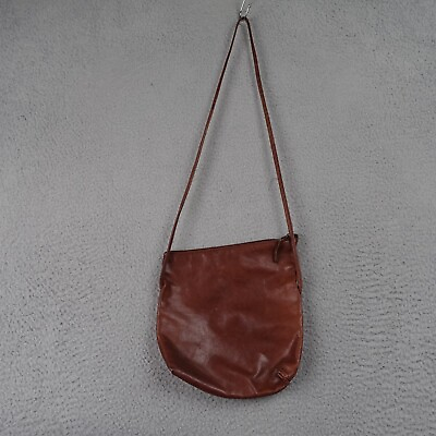 #ad Vintage Brown Leather Crossbody Bag Boho Festival Minimalist Simple 9x9.5 $12.60