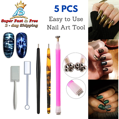 #ad Arte De Uñas Cat Eye Gel Polish Nail Art Magnet Tool Pen Stick Set Flower Strip $17.49