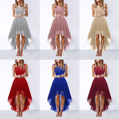 #ad Midi Dress Evening Ball Gown Round NeckTank Sundress Chiffon Lace Dress ‹ Ṅ $22.69