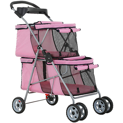 #ad Pet Strollers for 2 Dogs and Cats Double 4 Wheel Doggie Small Medium Pets with $126.99
