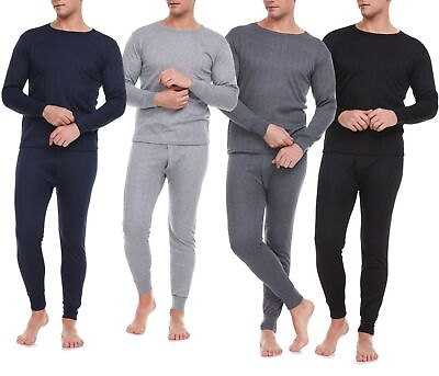 #ad Men 100% Cotton Thermal Fleece Lined Long John Warm Winter Underwear Shirt Pants $19.99