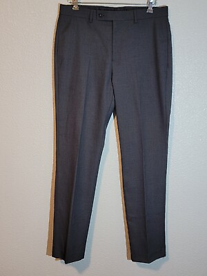 #ad calvin klein dress pants mens size 33x32 regular straight flat front gray $12.99