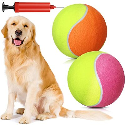 #ad 2 Pack Giant Tennis Ball for Dogs 9.5 Inch Inflatable Big Tennis Balls Large ... $31.62