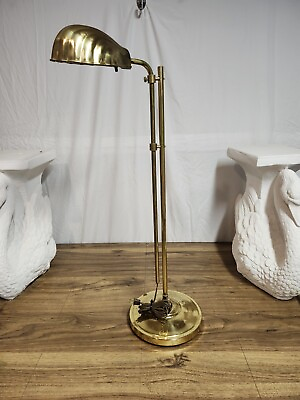 #ad Mcm Vintage Gold Hollywood Regency Clam Shell Adjustable Height Floor Lamp $199.00