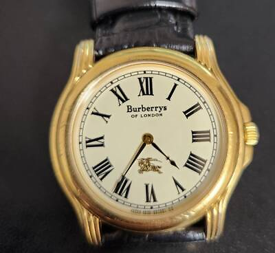 #ad Working Burberry Qz 4620 E64171 Round Roman Ivory Dial Men#x27;S Watch Battery Out $167.29