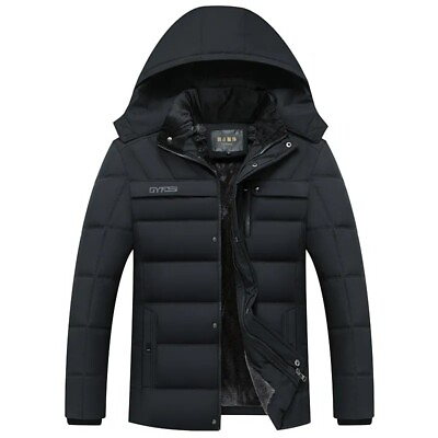 #ad 2023 New Fashion Fleece Hooded Winter Coat Men Thick Warm Mens Winter Jacket $69.00