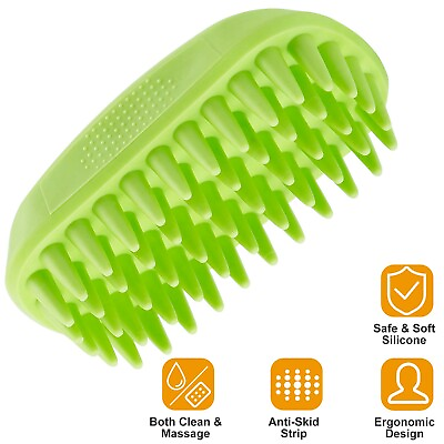 #ad Pet Silicone Shampoo Brush Pet Dogs Cats Rubber Dog Grooming Shower Massage Comb $10.89
