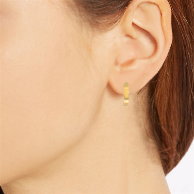 #ad 14K Yellow Gold Huggie Hoop Earrings Huggy Hoops 13mm $143.10