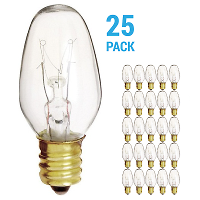 #ad #ad 25 Pack Night Light Bulbs 7C7 7W Watt 120V Volt C7 Candelabra E12 Base Clear $11.90