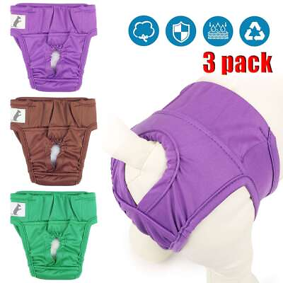 #ad Pack 3pcs Dog Diapers Female Cat LEAK PROOF Waterproof Washable Small Large Pet $12.23