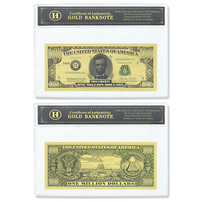 #ad US 16th President Abraham Lincoln Gold Banknote One Million Dollars with Shell $3.70