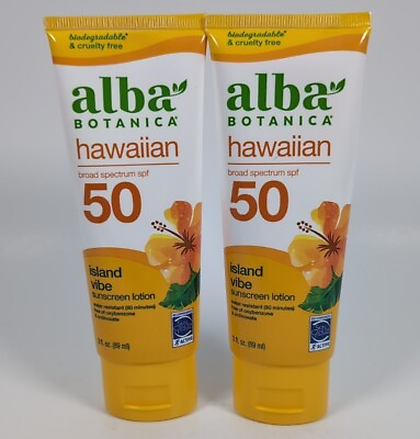 #ad Alba Botanica 2 Pack Hawaiian Island Vibe Sunscreen Lotion SPF 50 3 oz Exp 09 24 $13.88