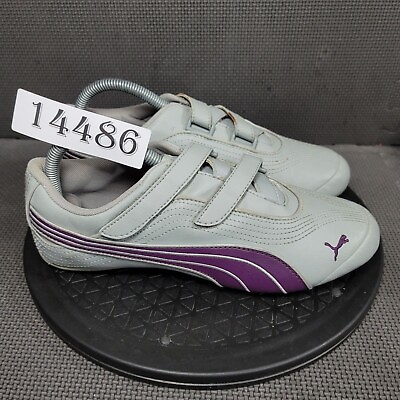 #ad Puma Sport Lifestyle Shoes Womens Sz 8.5 Gray Purple Hook amp; Loop Sneakers $17.55