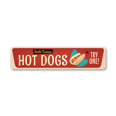 #ad Retro Hot Dog Metal Sign $26.33