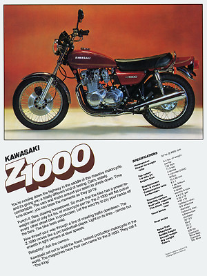 #ad 1977 KAWASAKI KZ1000 Z1000 VINTAGE MOTORCYCLE AD POSTER PRINT 24x18 9MIL PAPER $26.95