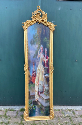 #ad Charming French Rococo Style Frame Adorned with Scenic Fabric $1305.00