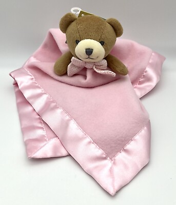 #ad NWT Bright Future Teddy Bear Pink Satin Lovey Security Blanket Plush Baby Toy $32.99