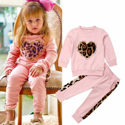 #ad 2PCS Toddler Kids Baby Girls Autumn Clothes Leopard Tops Long Pants Outfits $18.99