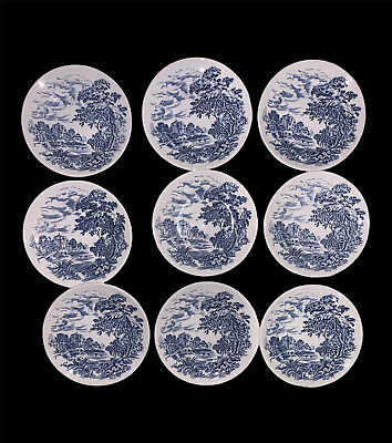 #ad Wedgwood amp; Co Ltd. quot;COUNTRYSIDE BLUEquot; England Set of 9 Bread Plates 5 7 8 $38.99