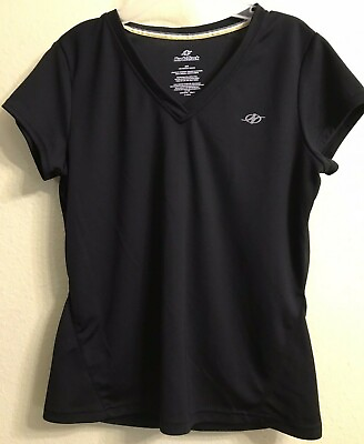 #ad NordicTrack Womens Medium Black V Neck jersey Nice Cute Polyester Active Top $11.90