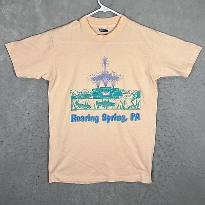 #ad A1 Vintage 80s Roaring Springs Pennsylvania T Shirt Adult Medium Pink Mens $19.99