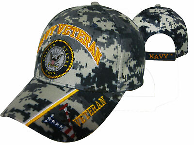 #ad Official US Navy Licensed Cap Navy Veteran amp; Navy Emblem Camo Cap Hat $12.88