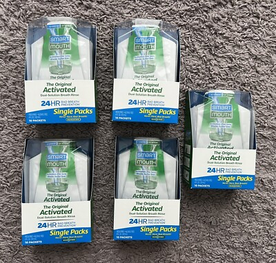 #ad SmartMouth Mouthwash Packets Mint Breath Rinse 10 Count each lot of 5 Boxes $54.00