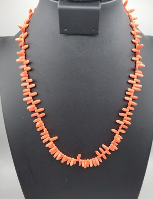 #ad Vintage Czech Faux Coral Glass Orange Beaded Necklace 20quot; $22.40