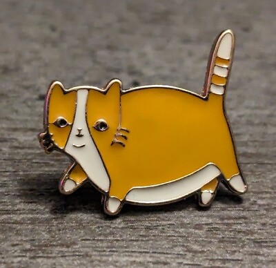 #ad Chunky and Adorable Orange Tabby Cat White Underbelly Enamel Lapel Pin $5.35