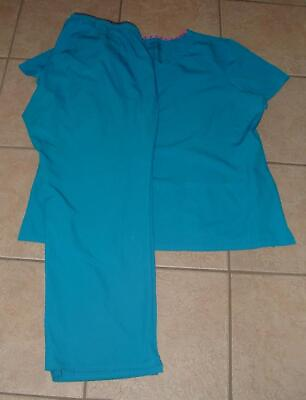 #ad Bright Blue Plus Sz 3X Nurse Medical Hospital Uniform Scrub Shirt amp; Pants Set $17.00