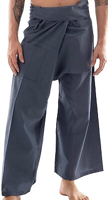 #ad Thai Fisherman Pants Tolay Cotton Yoga Trouser Free Size light gray $14.99