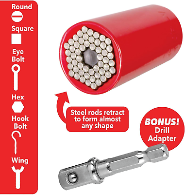 #ad Red Dog Socket W Bonus Drill Adapter AS SEEN ON TV Fits Most Nuts Bolts Use Wide $13.99