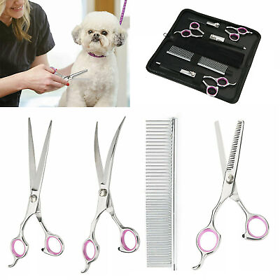 7quot; Professional Pet Dog Grooming Scissors Set Straight Curved Thinning Shear Kit $16.97