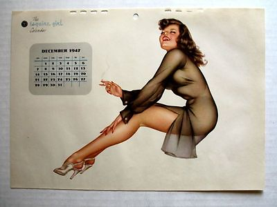 #ad December 1947 Varga Sexy Pinup Calendar Woman Smoking $37.90