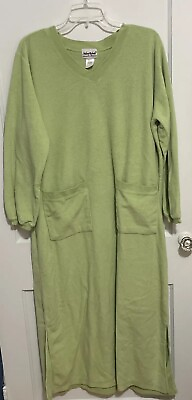#ad Anthony Richards Large Spring Green Fleece Long Nightgown w Pockets $18.00