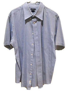 #ad Croft And Barrow Mens Short Sleeve Button Shirt Classic Fit Blue Size L 16.5 17 $15.97