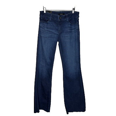 #ad J Brand Love Story Low Rise Flare Nebula Jeans Dark Wash Raw Hem Size 30 $99.00