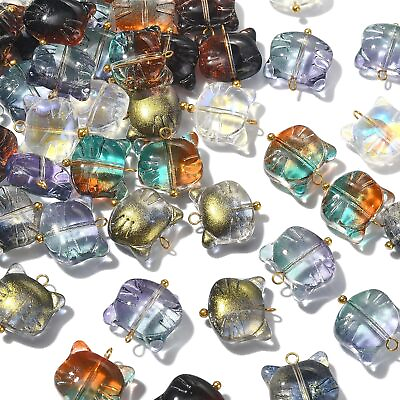 #ad 100x Glass Cat Charms Pendants for Jewelry Making Bracelet Necklace Earrings $11.65